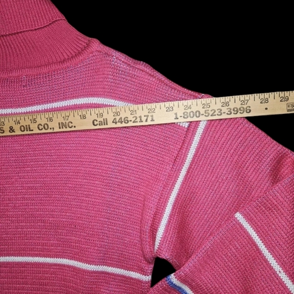 Slalom Vintage 80's Hot Pink Nordic Design Ribbed Turtleneck Knit Ski Sweater - Picture 15 of 16